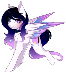 Size: 2300x2527 | Tagged: safe, artist:bambudess, oc, oc only, oc:heart light, species:pegasus, species:pony, commission, cute, female, gradient hair, heterochromia, looking at you, mare, simple background, smiling, solo, transparent background