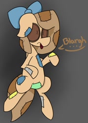 Size: 886x1238 | Tagged: safe, artist:booker-the-dewitt, oc, oc only, oc:raggie, ..., bow, dialogue, floppy ears, hair bow, original species, solo, speech bubble, tongue out