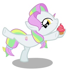 Size: 1024x1053 | Tagged: safe, artist:kirbymlp, character:coconut cream, species:pony, episode:fame and misfortune, g4, my little pony: friendship is magic, cupcake, female, filly, food
