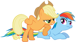 Size: 900x495 | Tagged: safe, artist:flutterguy317, character:applejack, character:rainbow dash, species:earth pony, species:pegasus, species:pony, episode:fall weather friends, g4, my little pony: friendship is magic, bipedal, female, mare, simple background, transparent background, vector