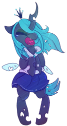 Size: 686x1280 | Tagged: safe, artist:nutty-stardragon, character:queen chrysalis, species:changeling, changeling queen, clothing, cute, cutealis, eyes closed, female, open mouth, school uniform, simple background, solo, teary eyes, transparent background