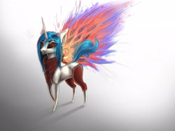 Size: 2521x1891 | Tagged: safe, artist:kimsteinandother, character:dj pon-3, character:vinyl scratch, species:pony, artificial wings, augmented, crossover, female, magic, magic wings, solo, tokyo ghoul, touka kirishima, wings