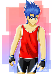 Size: 1600x2263 | Tagged: safe, artist:jotakaanimation, character:flash sentry, my little pony:equestria girls, abstract background, alone, clothing, gym, gym uniform, male, outfit, solo, sports
