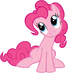 Size: 2650x2850 | Tagged: safe, artist:atomicgreymon, character:pinkie pie, species:earth pony, species:pony, episode:feeling pinkie keen, g4, my little pony: friendship is magic, cute, diapinkes, female, simple background, sitting, smiling, solo, transparent background, vector, vector trace