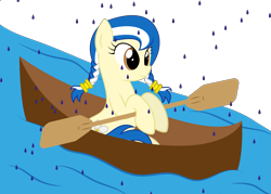 Size: 4741x3389 | Tagged: safe, artist:up-world, oc, oc:anagua, species:earth pony, species:pony, nation ponies, canoe, female, high res, mare, nicaragua, ponified, rain, simple background, solo, transparent background