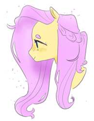 Size: 818x1055 | Tagged: safe, artist:milky-rabbit, character:fluttershy, species:pegasus, species:pony, alternate hairstyle, female, solo, sparkles