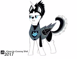 Size: 3300x2550 | Tagged: safe, artist:mrchaosthecunningwlf, artist:ponyvillechaos577, oc, oc only, oc:frost cloud, species:alicorn, species:pony, alicorn oc, armor, husky, hybrid, inspired, inspired outfits, solo, traditional art
