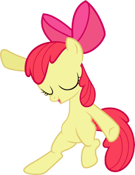 Size: 6145x8000 | Tagged: safe, artist:floppychiptunes, character:apple bloom, species:earth pony, species:pony, episode:the show stoppers, g4, my little pony: friendship is magic, 2010s, 2012, absurd resolution, bipedal, dancing, eyes closed, female, filly, simple background, solo, transparent background, vector