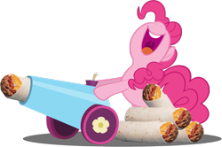 Size: 1100x729 | Tagged: safe, artist:gratlofatic, character:pinkie pie, species:earth pony, species:pony, burrito, female, mare, open mouth, party cannon, solo