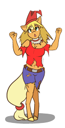 Size: 650x1283 | Tagged: safe, artist:rimmi1357, character:applejack, species:anthro, species:earth pony, species:pony, species:unguligrade anthro, clothing, costume, female, mare, nightmare night, simple background, solo, transparent background