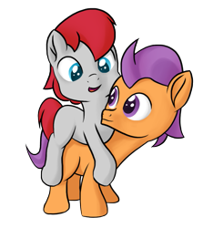 Size: 819x876 | Tagged: safe, artist:foal, character:tender taps, character:train tracks, species:pony, colt, male, ponies riding ponies