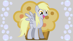 Size: 1920x1080 | Tagged: safe, artist:neodarkwing, edit, character:derpy hooves, cutie mark, female, food, muffin, solo, underp, wallpaper, wallpaper edit