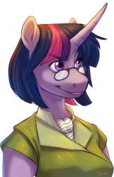 Size: 2307x3582 | Tagged: safe, artist:maxiima, character:twilight sparkle, species:anthro, commission, female, glasses, solo