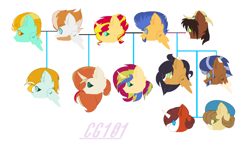 Size: 1024x579 | Tagged: safe, artist:lilygarent, character:fire streak, character:flash sentry, character:lightning dust, character:sunset shimmer, character:trouble shoes, oc, parent:fire streak, parent:flash sentry, parent:lightning dust, parent:sunset shimmer, parent:trouble shoes, parents:flashimmer, ship:flashimmer, bisexual, family, female, gay, male, offspring, shipping, straight