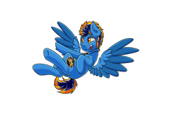 Size: 2000x1300 | Tagged: safe, artist:blues4th, oc, oc only, oc:blues, species:pegasus, species:pony, flying, jewelry, male, necklace, solo, wings