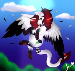 Size: 1024x970 | Tagged: safe, artist:anasflow, oc, oc only, oc:acid dash, species:alicorn, species:pony, colored wings, female, flying, mare, multicolored wings, solo