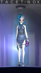 Size: 4500x8000 | Tagged: safe, artist:tacet-nox, character:dj pon-3, character:vinyl scratch, species:anthro, species:plantigrade anthro, 3d, absurd file size, absurd resolution, clothing, dress, female, nail polish, solo, sunglasses, vinyl class
