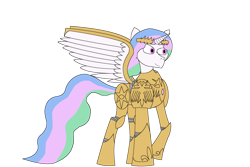 Size: 3000x2000 | Tagged: safe, artist:infinita est lux solis, character:princess celestia, species:alicorn, species:pony, armor, female, god empress of ponykind, heresy, mare, multicolored hair, power armor, praise the sun, purple eyes, royalty, simple background, smiling, spread wings, transparent background, warhammer (game), warhammer 40k, warrior, warrior celestia, wings