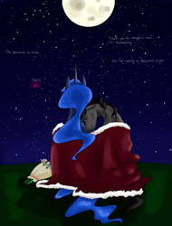 Size: 1600x2100 | Tagged: safe, artist:holka13, character:king sombra, character:princess luna, ship:lumbra, date, female, flower, male, moon, night, shipping, straight