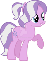 Size: 1024x1313 | Tagged: safe, artist:lilygarent, character:diamond tiara, species:earth pony, species:pony, alternate universe, female, mare, older, older diamond tiara, ponytail, raised hoof, simple background, solo, transparent background, watermark