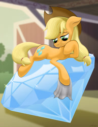 Size: 2400x3111 | Tagged: safe, artist:awalex, character:applejack, character:rarity, character:tom, species:earth pony, species:pony, episode:magical mystery cure, g4, my little pony: friendship is magic, barn, cutie mark swap, diamond, female, prone, solo, swapped cutie marks, what my cutie mark is telling me