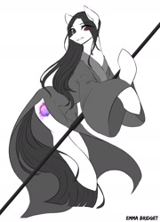 Size: 1313x1828 | Tagged: safe, artist:seamaggie, oc, oc only, oc:emma bridget, species:pony, clothing, simple background, solo, vaguely asian robe, white background