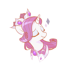 Size: 500x500 | Tagged: safe, artist:dilandau203, character:rarity, species:pony, species:unicorn, bust, crown, eyes closed, female, jewelry, mare, portrait, princess platinum, regalia, simple background, solo, white background