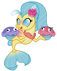Size: 1024x1285 | Tagged: safe, artist:magpie-pony, character:princess skystar, species:seapony (g4), g4, my little pony: the movie (2017), angler seapony, baby, bioluminescent, cute, glow, shelldon, shelly, simple background, skyabetes, transparent background, watermark, younger