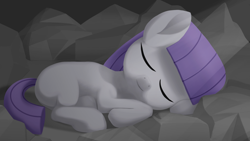 Size: 1920x1080 | Tagged: safe, artist:foal, character:maud pie, species:earth pony, species:pony, cute, female, filly, maudabetes, missing cutie mark, sleeping, smiling, solo, when she smiles, younger
