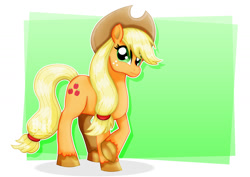 Size: 1600x1131 | Tagged: safe, artist:jotakaanimation, character:applejack, species:earth pony, species:pony, clothing, cowboy hat, female, freckles, hat, mare, smiling, solo, stetson