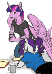 Size: 2480x3507 | Tagged: safe, artist:maxiima, character:rarity, character:twilight sparkle, character:twilight sparkle (alicorn), species:alicorn, species:anthro, species:pony, ship:rarilight, colored sketch, female, lesbian, shipping, simple background, transparent background