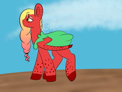 Size: 2800x2100 | Tagged: safe, artist:itssopanda, oc, oc only, oc:strawbery sunset, species:pony, female, grottoling, high res, original species, solo, spinner