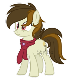 Size: 1024x1142 | Tagged: safe, artist:sapiira, oc, oc only, parent:doctor whooves, parent:roseluck, parents:doctorrose, species:earth pony, species:pony, clothing, female, mare, offspring, scarf, simple background, solo, transparent background