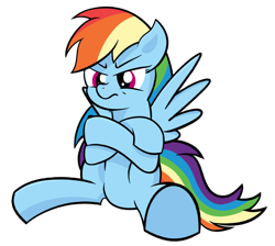 Size: 2788x2500 | Tagged: safe, artist:reconprobe, character:rainbow dash, species:pegasus, species:pony, annoyed, female, mare, simple background, sitting, solo, transparent background