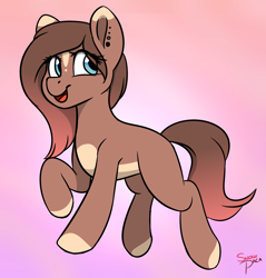 Size: 1324x1383 | Tagged: safe, artist:snowpaca, oc, oc only, oc:hickory, ponysona, happy, markings, multicolored hair, piercing, solo