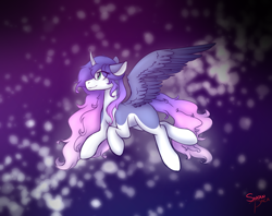Size: 2400x1900 | Tagged: safe, artist:snowpaca, oc, oc only, oc:harmony, species:alicorn, species:pony, alicorn oc, colored wings, multicolored hair, multicolored wings, space