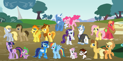 Size: 1995x991 | Tagged: safe, artist:neodarkwing, character:applejack, character:big mcintosh, character:braeburn, character:caramel, character:derpy hooves, character:doctor whooves, character:fancypants, character:fluttershy, character:pinkie pie, character:pipsqueak, character:pokey pierce, character:rainbow dash, character:rarity, character:soarin', character:spike, character:spitfire, character:sweetie belle, character:time turner, character:twilight sparkle, character:twilight sparkle (unicorn), species:pony, species:unicorn, ship:carajack, ship:doctorderpy, ship:fluttermac, ship:pokeypie, ship:raripants, ship:soarindash, ship:sweetiesqueak, ship:twispike, artifact, female, male, mane seven, mane six, shipping, spitburn, straight