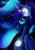 Size: 2435x3444 | Tagged: safe, artist:alexbluebird, character:princess luna, species:alicorn, species:pony, g4, chest fluff, constellation, female, glowing eyes, headphones, jewelry, looking at you, mare, necklace, peytral, profile, smiling, solo