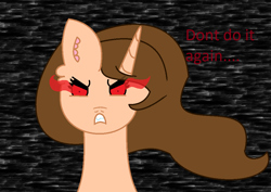 Size: 1018x720 | Tagged: safe, artist:mlpfan2017, oc, oc only, species:alicorn, species:pony, abstract background, alicorn oc, angry, bust, red eyes, solo, sombra eyes, speech