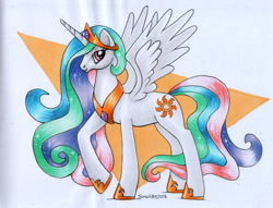 Size: 1000x762 | Tagged: safe, artist:andpie, character:princess celestia, species:pony, female, solo, traditional art, triangle