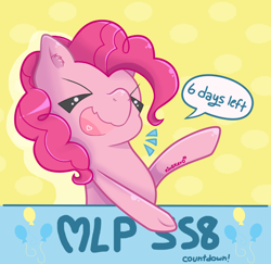 Size: 1184x1152 | Tagged: safe, artist:kingkero, character:pinkie pie, species:earth pony, species:pony, countdown, countdown to season 8, eyes closed, female, hype, mare, solo, xd