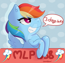 Size: 1024x996 | Tagged: safe, artist:kingkero, character:rainbow dash, spoiler:s08, countdown, female, hype, solo