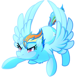 Size: 500x500 | Tagged: safe, artist:atomic8497, character:rainbow dash, species:pegasus, species:pony, alternate hairstyle, angry, crouching, female, mare, simple background, solo, transparent background
