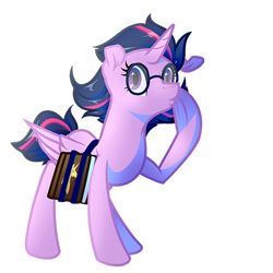 Size: 500x500 | Tagged: safe, artist:atomic8497, character:twilight sparkle, character:twilight sparkle (alicorn), species:alicorn, species:pony, female, glasses, saddle bag, simple background, solo, transparent background