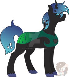 Size: 1024x1146 | Tagged: safe, artist:lilygarent, oc, parent:queen chrysalis, parent:shining armor, parents:shining chrysalis, species:changepony, hybrid, interspecies offspring, offspring, simple background, solo, transparent background, watermark