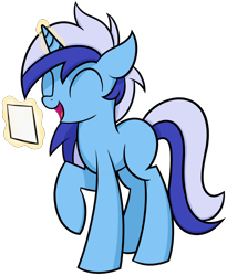 Size: 3132x3816 | Tagged: safe, artist:reconprobe, character:minuette, species:pony, species:unicorn, cue card, female, glowing horn, mare, missing cutie mark, simple background, solo, transparent background