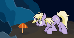 Size: 4096x2092 | Tagged: safe, artist:reconprobe, character:dinky hooves, species:pony, cave, female, mare, mushroom, older, older dinky hooves, solo