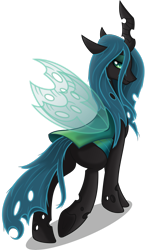 Size: 4000x6871 | Tagged: safe, artist:negatif22, character:queen chrysalis, species:changeling, absurd resolution, changeling queen, female, lidded eyes, looking back, quadrupedal, simple background, solo, transparent background, vector