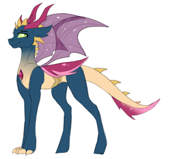 Size: 3307x3079 | Tagged: safe, artist:anyatrix, oc, oc only, oc:dragonfly, parent:spike, parent:thorax, parents:thoraxspike, changeling hybrid, dragonling, female, high res, hybrid, interspecies offspring, magical gay spawn, offspring, simple background, solo, white background