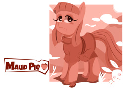 Size: 1250x883 | Tagged: safe, artist:jodi sli, character:angel bunny, character:boulder, character:maud pie, species:earth pony, species:pony, clothing, cloud, cutie mark, female, shading, simple background, solo, text